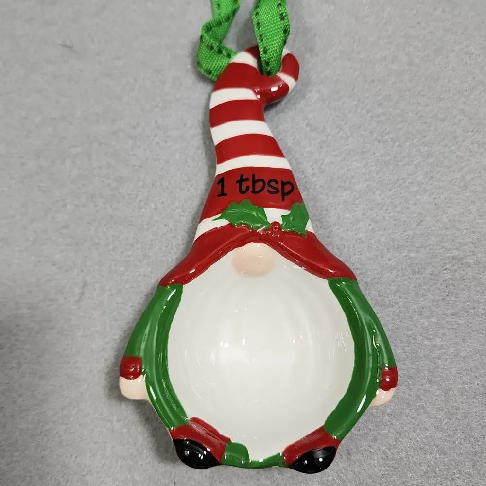 Gnome Nesting Cup Measuring Spoons Christmas Holiday Ceramic Set of 4